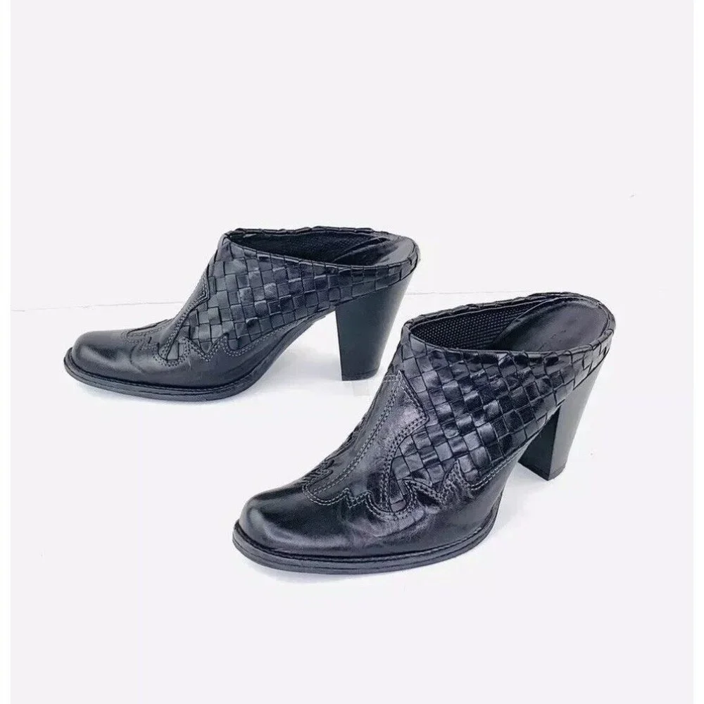 Sesto Meucci WESTERN Mules Black Woven Calf Italian Leather women EUR 36 - Picture 11 of 12